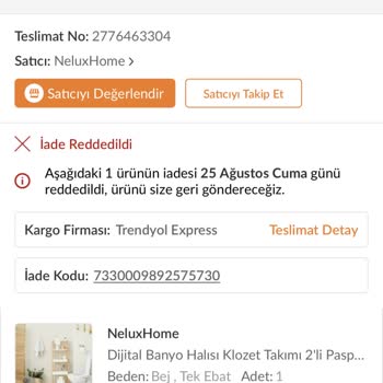 Trendyol İade Kargolarımın Karıştırılması Nedeniyle, İade Sürecimin Aksaması