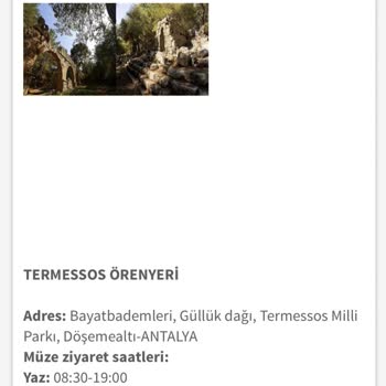 Kültür ve Turizm Bakanlığı Termessos Antik Kent Giriş Saatleri Şikayetleri