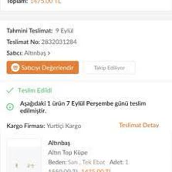 Altınbaş Yanlış Ürün Gönderimi