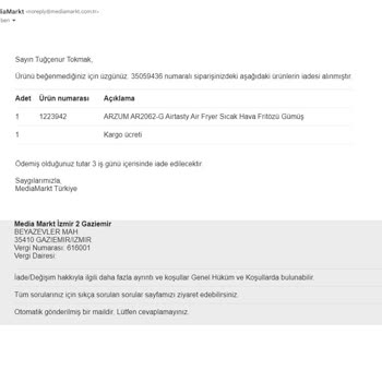 Media Markt Bilgim Dışında İade Talebi Oluşturdu, Ürünü İade Aldı