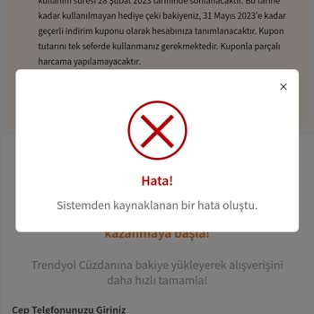 Trendyol Cüzdan Onay SMS Gelmemesi