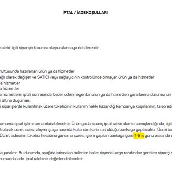 A101 - Mal/Hizmet İadesini Yapmaması Hk.