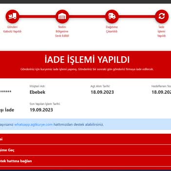 AGT Kurye (aynigunteslim.com) Kargocu Tarafından Kargomun Geri İadesi