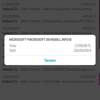 Şüpheli İşlem Microsoft*Microsoft 36 Firması!