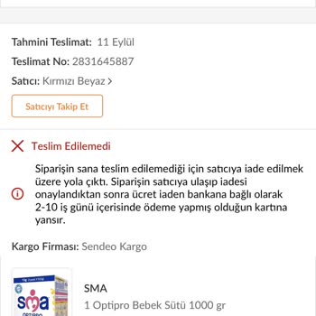 Sendeo Ürün Elime Ulaşmadı