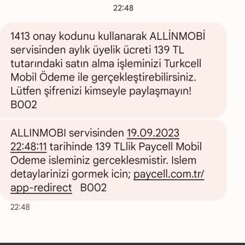 Vizyon Elektronik Para Allinmobi Habersiz Onaysız Paycell'den Parayı Çekip Faturama Yansıttı