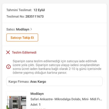 Yine Aras Kargo Kuryesinin Ürünü İade Sürecine Girdirmesi!