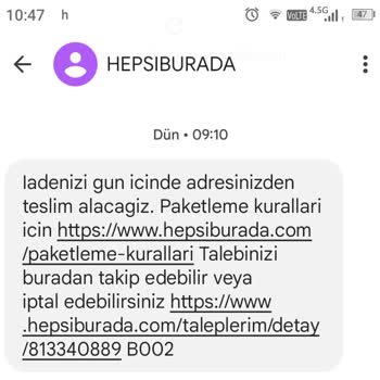 Hepsiburada İade Almaya Eve Gelmiyor