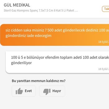 Trendyol Eksik Ürün Gönderdi Kabul Etmiyor