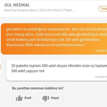 Trendyol Eksik Ürün Gönderdi Kabul Etmiyor