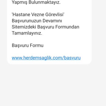Herdem Sağlık Tarafından İş Başvurusu Dönüşü