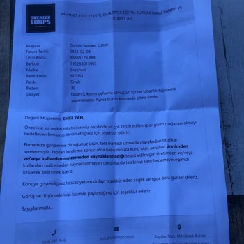 Tekemspor Skechers Ayakkabı Değişim Yapılmadı