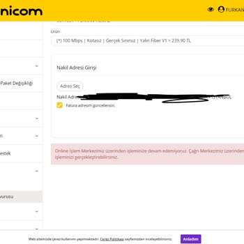 Millenicom Ev İnternetimi Nakil Yaptıramıyorum