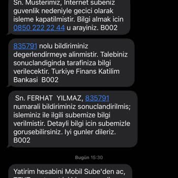 Türkiye Finans Parama El Koyma Ve Sebebini Açıklamama