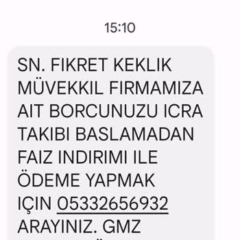 GMZ Hukuk Telefona Gelen Mesaj