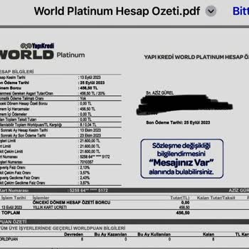 Yapı Kredi Bankası Yıllık Kredi Kart Bedeli