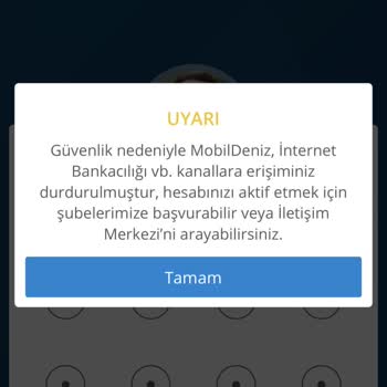 Denizbank Güvenlik Nedeniyle Mobil İnternet Erişiminiz Durduruldu