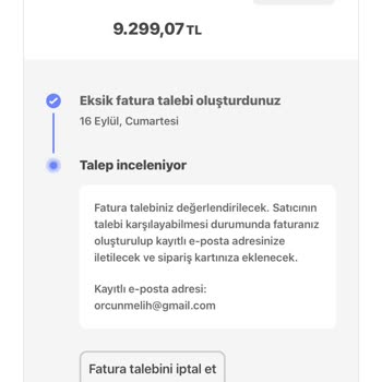 Hepsiburada Faturamı İletmediğinden Ürünü Yaptıramıyorum