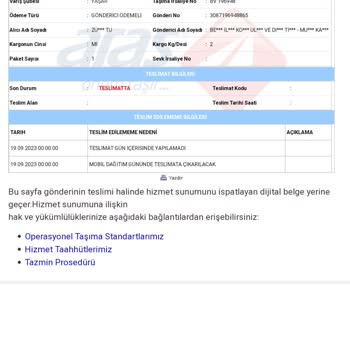 Aras Kargo Antalya Son Derece Sorunlu