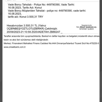 Ziraat Bankası Vade Borcu Müşteriden Tahsilat