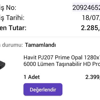 N11 Havit Pj207 Projeksiyon Ekranının Üzerinde Beyaz Lekeler Oluştu