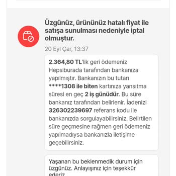 Hepsiburada Habersiz İndirimli Ürün İptal Etti