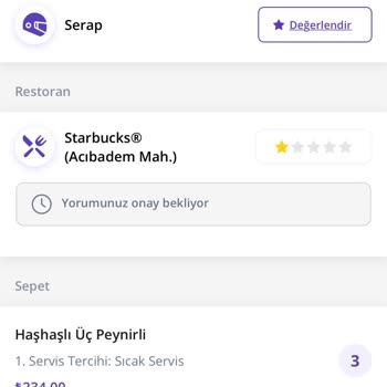 Starbucks Coffee Teyitsiz İşlem Yapılması