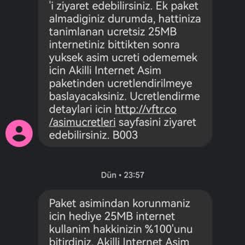 Vodafone Sınırsız Olmama Rağmen Normal İnternet Paketimden Gidiyor