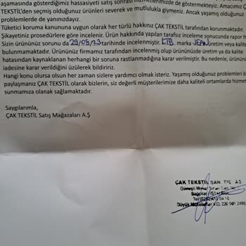 LTB Jeans (çak Tekstil) Hatalı Urunu Değişim Yapmaması