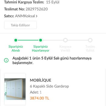 Trendyol Anm Mobilya Kargo Sorunu