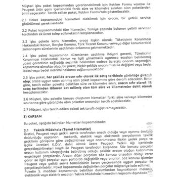Peugeot Full Servis Sözleşmesine Uymuyor
