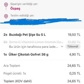 Yemeksepeti Mahalle Yemeksepeti Eksik Ürün İade Bedelini Ödemiyor