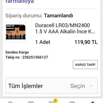 Farmalidya Teslim Edilmeyen Ürün