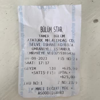 Bülüm Star (Ümraniye) Fişimin Kesilmesini İstiyorum