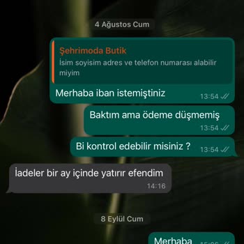 Şehri Moda Butik Alışveriş Sonrası Süreç