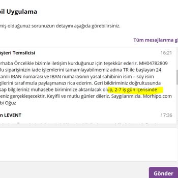 Morhipo Keyfi İptal Ettiği Siparişimin Parasını 9 Gündür İade Etmiyor!