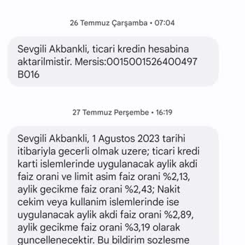 Akbank'tan Sürekli Olarak Ticari Krediniz Hesaba Aktarılmıştır Şeklinde SMS Alıyorum!