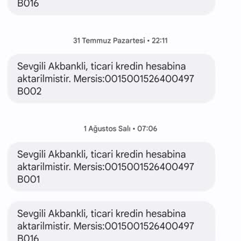 Akbank'tan Sürekli Olarak Ticari Krediniz Hesaba Aktarılmıştır Şeklinde SMS Alıyorum!