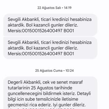 Akbank'tan Sürekli Olarak Ticari Krediniz Hesaba Aktarılmıştır Şeklinde SMS Alıyorum!