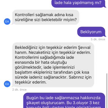 Getir Eksik Siparişimin İadesinin Yapılmaması
