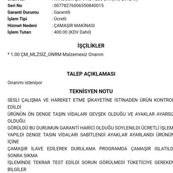 Windsor Çamaşır Makinesinin Garanti Kapsamında İşlem Yapmadı