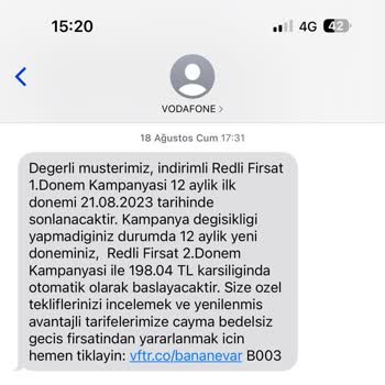 Vodafone Tarife Yanıltmacası Ve Sonradan Artırılan Tutar
