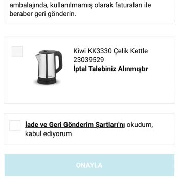 A101 Kargoya Verilmedi İptal Ettim Param İade Edilmiyor