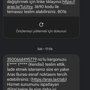 Aras Kargo Kargom Bana Teslim Edilmedi