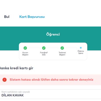 Belbim Kart Başvuru Hatası