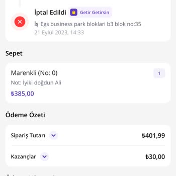 Getir Sipariş İptali Ve Para İadesi Sorunu