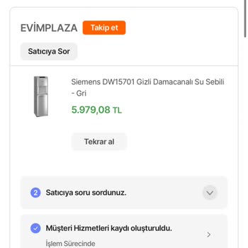 Evim Plaza (Çankırı) Hepsiburada'dan Satın Aldığım Siemens Ürünü Tedarik Edilemedi!