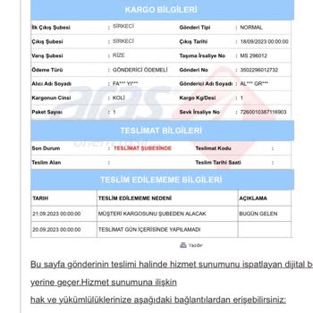 Aras Kargo Tam Bir Fiyasko