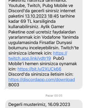 Vodafone'dan Aldığım Ek Paketten 8 Gündür Yararlanamıyorum