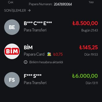 Papara Hesabımdan Para Çekildi Fakat Hesabıma Yansımadı